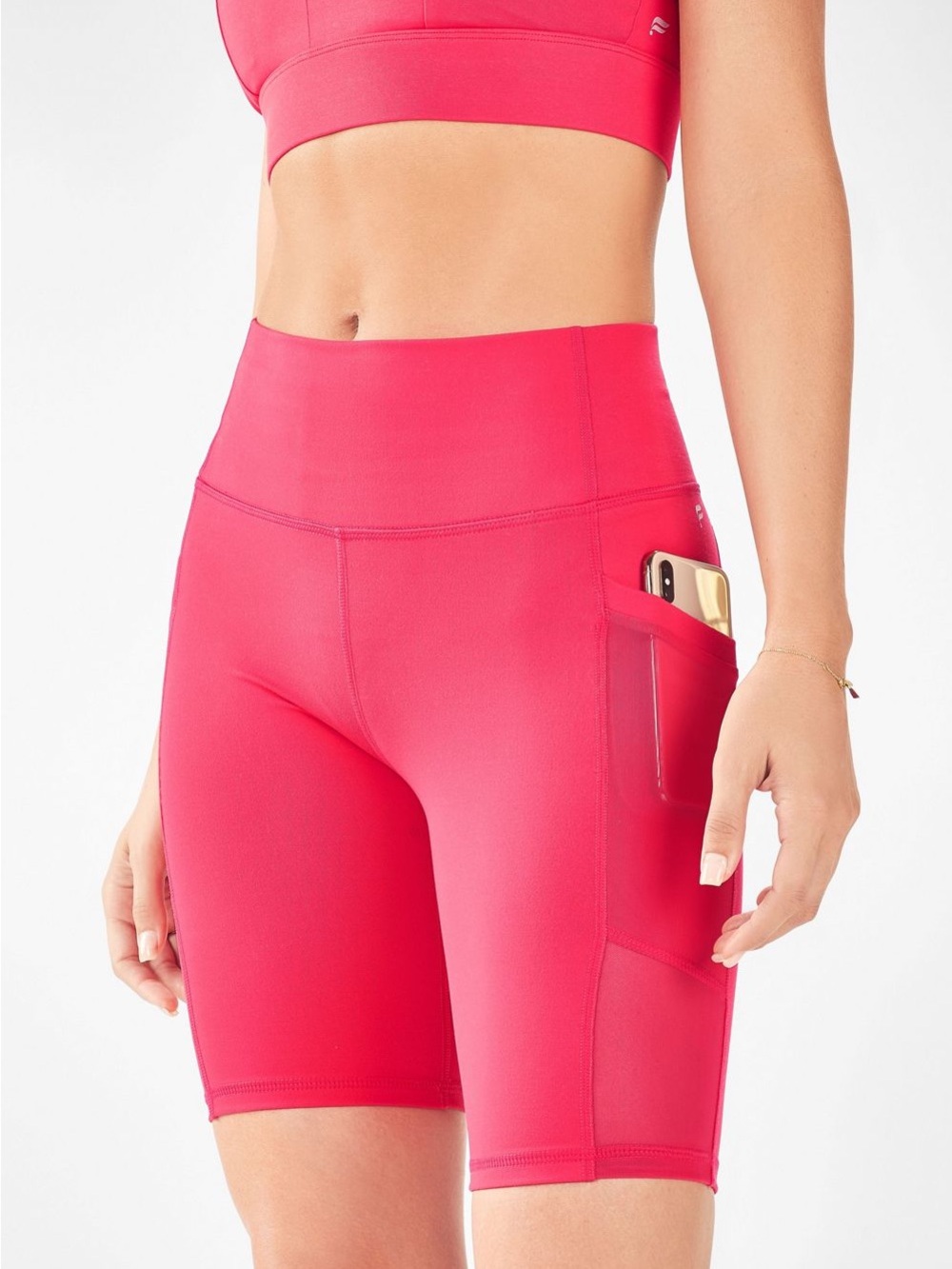 Fabletics Powerhold Pink High-Rise Bike Shorts - Picture 2 of 10